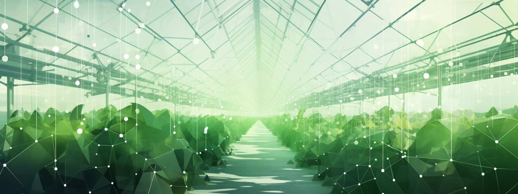 A blend of green plants growing in a greenhouse